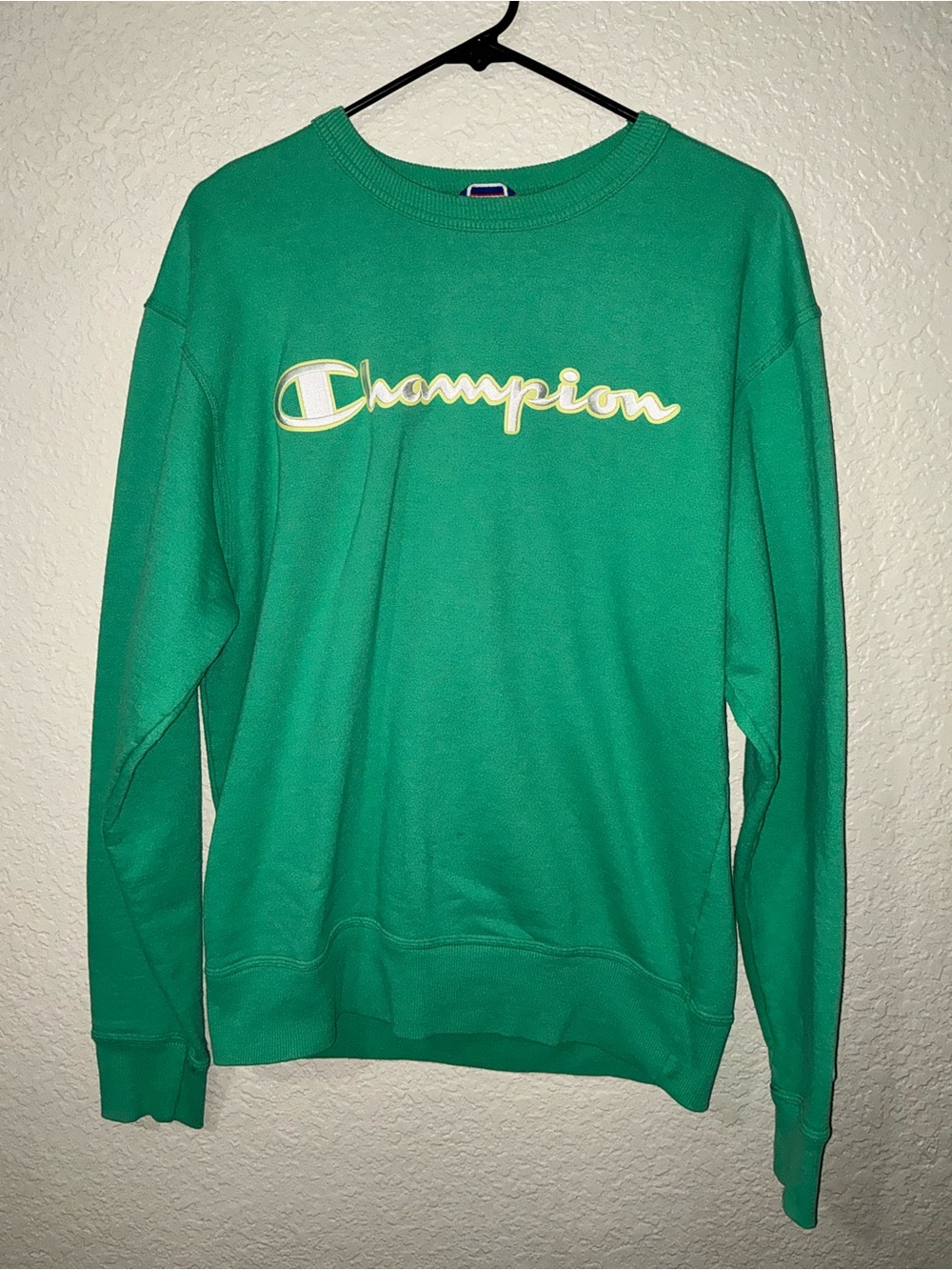 Champion Classic Script Logo Kelly Green Crewneck Sweatshirt Men's Size Medium